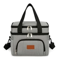Gray double-layer thermal picnic bag with Oxford fabric and adjustable shoulder strap - Gray