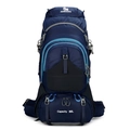 Zaino da trekking 80L blu scuro con cinghie di rinforzo grigie e design sportivo - Blu scuro