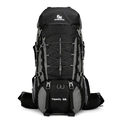 Outdoor 60L hiking backpack in black and gray colorway with tear-resistant nylon fabric - 60L / Black