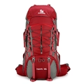 60L large outdoor hiking backpack in red and grey with waterproof nylon fabric - 60L / Red