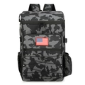 Mochila térmica táctica con camuflaje gris, parche de bandera USA y gran capacidad - 36-55L / Camuflaje negro