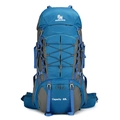 Professional 60L outdoor hiking backpack in blue and grey with multi-compartment design - 60L / Light Blue