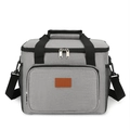 Bolsa térmica gris portátil con correa ajustable y bolsillo lateral de malla - Gris Elegante