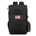 Mochila térmica táctica negra con parche de bandera USA y sistema de cuerdas elásticas - 36-55L / Negro