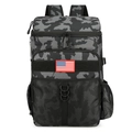 Taktischer Thermo-Rucksack mit grauem Camouflage-Muster für Wandern mit USA-Flaggen-Patch - 36-55L / Schwarzes Camouflage