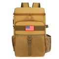 Khakifarbener Thermo-Rucksack mit USA-Flaggen-Patch für Wandern und Camping-Ausflüge - 36-55L / Khaki