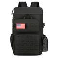 Taktischer schwarzer Kühlrucksack mit Flaggen-Patch und MOLLE-System für Camping - Schwarz