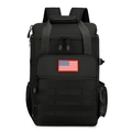 Schwarzer isolierter taktischer Picknick-Rucksack mit Molle-System und US-Flaggen-Patch - Schwarz