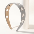 Grauer PU-Leder Haarreif mit silbernen Metallösen und modischem Punk-Hohlraum-Design - Silbergrau