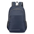Foldable lightweight outdoor sports backpack in navy blue with grey side mesh pockets - Blue