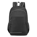 Foldable lightweight black and gray sport backpack with water resistant nylon fabric - Black