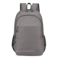 Grey lightweight foldable outdoor backpack with reflective safety strip and mesh side pockets - Gray