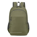 Army green foldable hiking backpack with water resistant nylon and reflective strip - Green