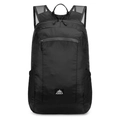 Black multi-functional outdoor backpack with water-resistant checkered fabric and AZELA logo - 20-35L / Black