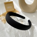 Gepolstertes schwarzes Schwamm-Stirnband mit dickem Samt-Finish für Damen im Retro-Stil - Schwarz