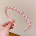 Diadema de satén rosa con diamantes de imitación brillantes estilo vintage lujo - Rosa