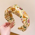 Serre-tête vintage à imprimé paisley beige avec nœud pour femmes à la mode - Kaki