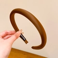 Gepolstertes Bubble-Stirnband aus braunem Seidenstoff mit Handmade-Webetikett - Handmade Style (5174319627451) / Dünnrandiges Dunkelbraun