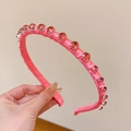 Diadema de satén rosa con diamantes de imitación rosas engastados a mano, estilo vintage - Rosa rojo