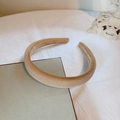 Elegant khaki velvet headband with thick sponge padding for high skull top hairstyle - Khaki