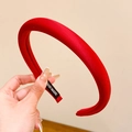 Eleganter roter Haarreif aus Satin mit handgefertigtem Etikett und glänzendem Finish - Handmade Style (5174319627453) / Dünner Roter Rand