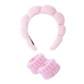 Rosa Mikrofaser-Spa-Set mit Cloud-Stirnband und passenden Armbändern zum Gesichtswaschen - Stirnband Und Armbänder / Rosa