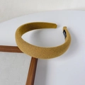 Waffle texture wide headband in mustard yellow color with soft fabric finish - Ginger Yellow