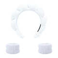 Weißes Plüsch-Schwamm-Stirnband und Armband-Set für die Gesichtspflege und Hautpflege - Stirnband Und Armbänder / Weiß