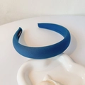 Gepolstertes marineblaues Köperstoff-Stirnband mit weicher Textur im französischen Stil - Köper Blau