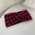 Diadema de punto con diseño de pata de gallo rojo y negro y un nudo cruzado chic - Rojo