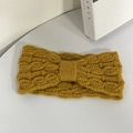Winter chunky knit ginger yellow bow headband with cozy cable pattern and twist design - Yellow
