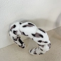 Cerchietto in peluche leopardato con design intrecciato in pelliccia sintetica bianca - Bianco