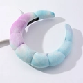 Diadema trenzada efecto nube tie-dye pastel con textura suave morada y verde - Morado Azul
