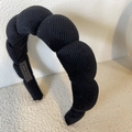 Handgefertigter schwarzer Cord-Haarreif für Damen im dicken, geflochtenen Cloud-Design - Schwarz