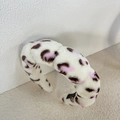 Cerchietto in peluche leopardato rosa e bianco con morbida texture in finta pelliccia - Beige