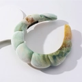 Diadema de nube hecha a mano en terciopelo verde y amarillo con diseño acolchado grueso - Verde/Blanco
