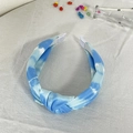 Diadema bohemia azul tie-dye con nudo de tela suave para accesorios de pelo de mujer - Azul