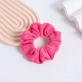 Rose pink ribbed fabric scrunchie with heart texture on a clean minimalist background - Ribbed Rose Red Style