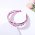 Pink metallic padded headband in faux leather on an elegant white aesthetic display - Pink Leather Headband