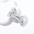 Chic silver PU leather bow hairband with a metallic textured finish for women - Silver Leather Duckbill Clip