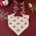 Handmade crochet Christmas kerchief featuring Santa Claus patterns in cream and red - Cream (YY240900011-A)