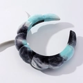 Dicker Samt-Schwamm-Haarreif mit blau-weißem Tie-Dye-Design und Puffy-Effekt - Verlauf Schwarz Grün