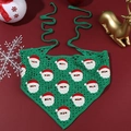 Handmade green crochet Christmas headscarf with Santa Claus patterns for holiday parties - Green (YY240900011-B)