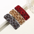3-pack leopard print faux fur rectangular BB hair clips in grey, brown and red tones - Tri-color Leopard Pattern Combination (YYKC24100020)