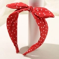 Cerchietto con fiocco a pois rossi, accessorio per capelli in tessuto in stile carino - Rosso