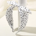 Cerchietto in tessuto bianco a pois neri con fiocco a incrocio per donne - Bianco