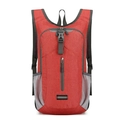 Foldable red outdoor sports backpack with vertical zipper and grey mesh side pockets - One Size / Red