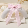 Elegant light pink bow hair clip with long ribbons on a white display stand - Light Pink (LH240315-7C)