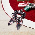 Coletero con lazo francés y estampados de Papá Noel sobre satén negro suave - Estilo de Impresión de Navidad Negro (LH2408048-A)