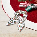 Coletero de seda con patrón de corona navideña y lazo sobre un fondo de fiesta - Estilo de Corona de Navidad Blanco (LH2408048-B)